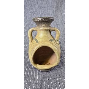 Small Clay Chiminea Vintage Terracotta Mini Tea Light Votive Tabletop Art